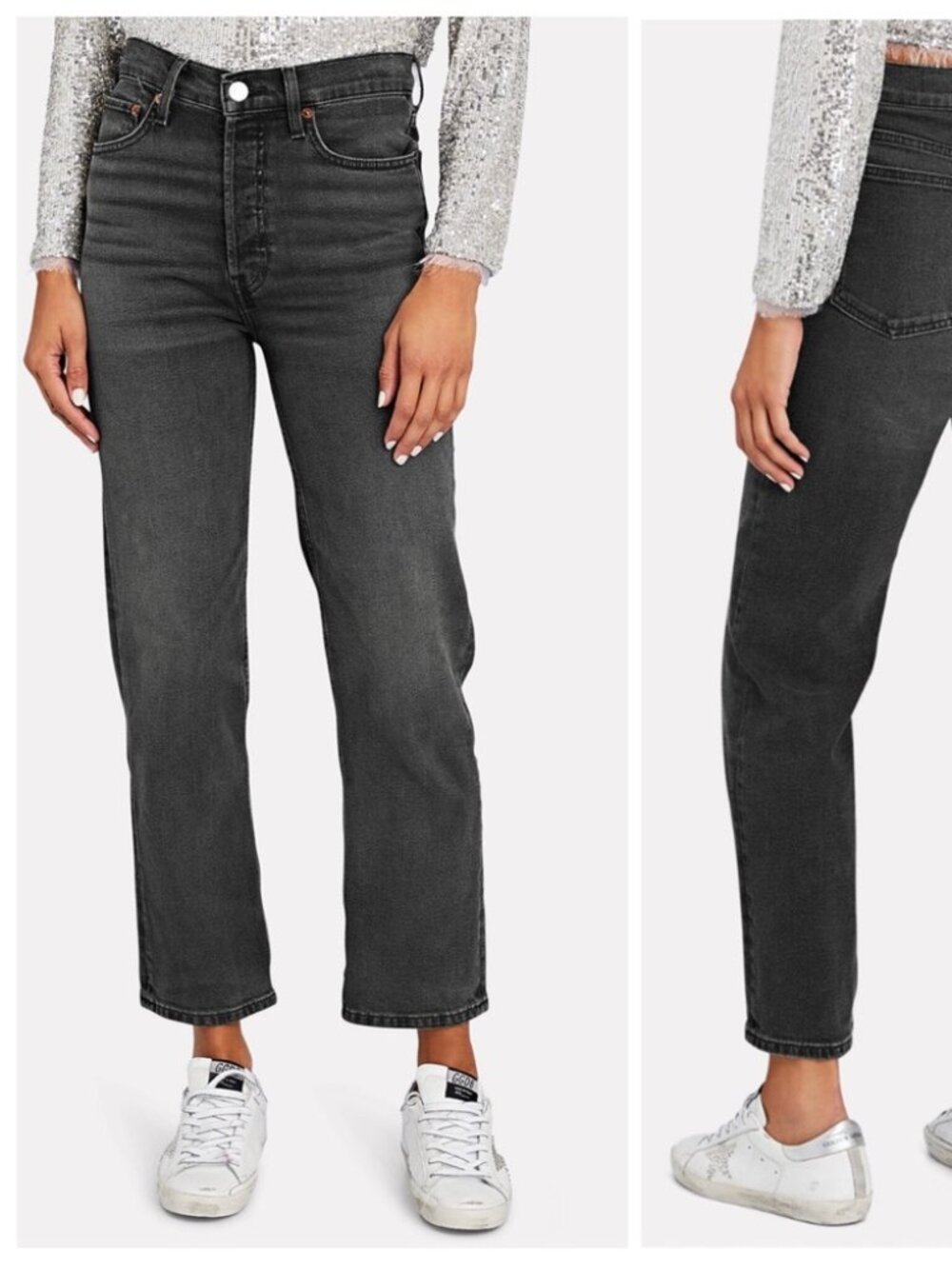 70s Ultra High Rise Stovepipe Re/Done Jeans - Black 24